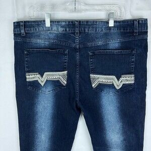 GS115 Denim Men’s Jeans 40x30 Straight Leg Blue Embroidered Pockets Casual Y2K